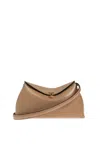 Totême Taupe T-lock Leather Clutch In Brown