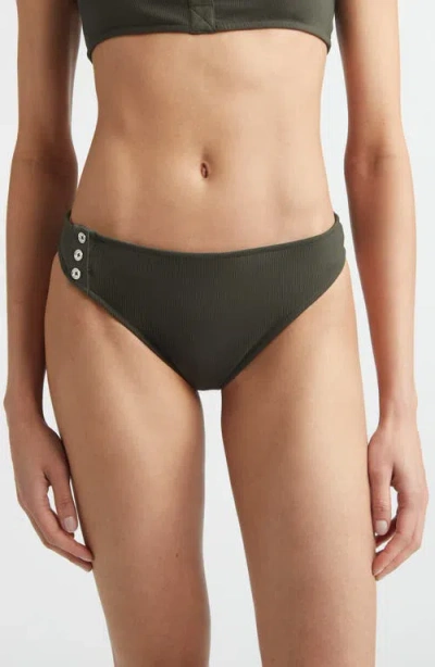 Totême Toteme Side Button Ribbed Bikini Bottoms In Black