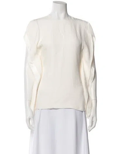 Pre-owned Totême Side Drape Satin Top Crew Neck Blouse In Neutral
