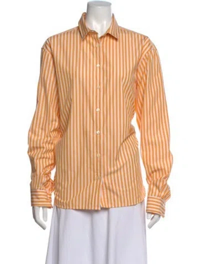 Pre-owned Totême Signature Cotton Shirt Striped Button-up Top In Orange