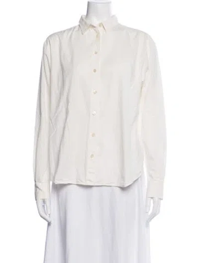 Pre-owned Totême Signature Cotton Silk Shirt Long Sleeve Button-up Top In White