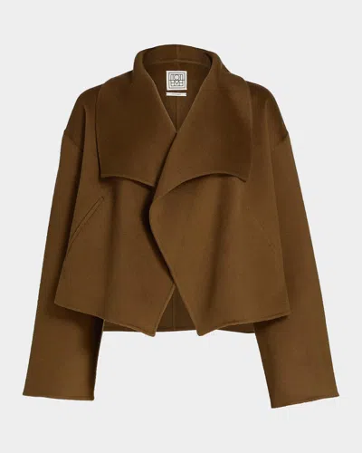 Totême Signature Cropped Wool Double Jacket In Brown