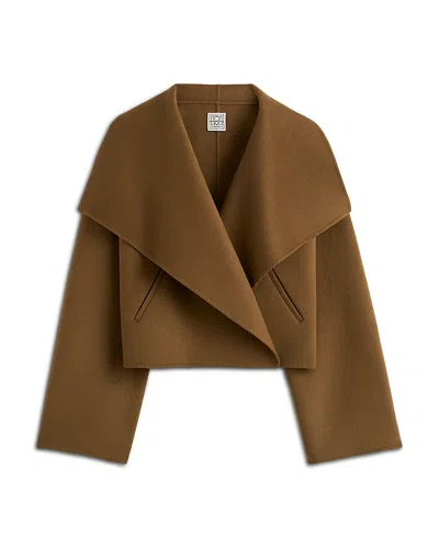 Totême Signature Double Wool Jacket In Brown