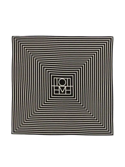 Totême Toteme "signature Monogram" Silk Scarf Accessories In Black