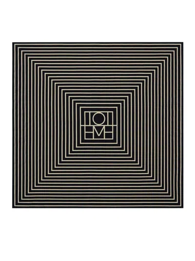 Totême Signature Monogram Silk Scarf In Black