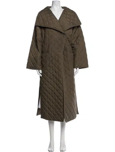 Pre-owned Totême Signature Quilted Coat In Green