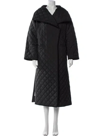 Pre-owned Totême Signature Quilted Plaid Print Trench Coat In Black