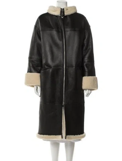 Pre-owned Totême Signature Shearling Coat Shearling Faux Fur Vest In Green