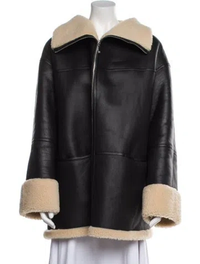 Pre-owned Totême Signature Shearling Faux Fur Jacket W/ Tags In Black