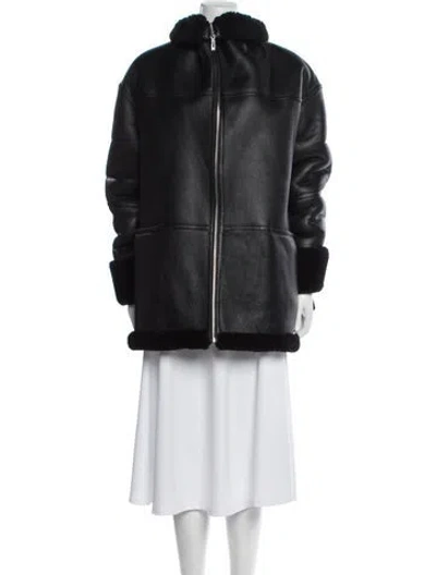 Pre-owned Totême Signature Shearling Fur Coat In Black