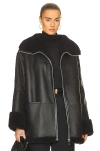 Totême Womens Toteme Signature Relaxed-fit Shearling Jacket In Black