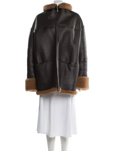 Pre-owned Totême Signature Shearling Jacket Shearling Coat In Brown