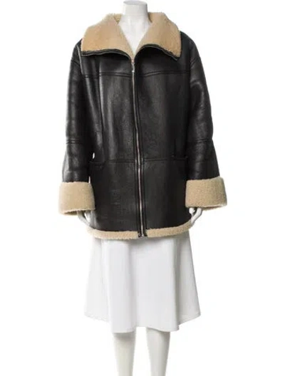Pre-owned Totême Signature Shearling Jacket Shearling Fur Coat In Black