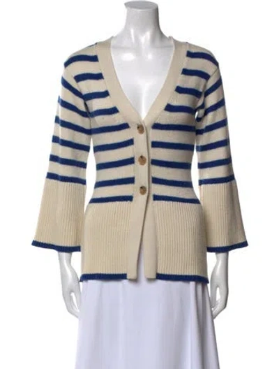 Pre-owned Totême Signature Stripe Cardigan Wool Sweater In Neutral