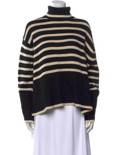 Pre-owned Totême Signature Stripe Turtleneck Wool Sweater In Black