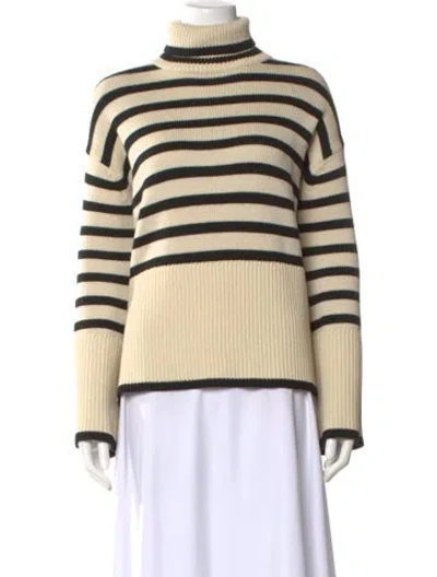 Pre-owned Totême Signature Stripe Turtleneck Wool Sweater In Neutral