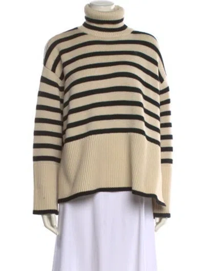 Pre-owned Totême Signature Stripe Turtleneck Wool Sweater In Neutral