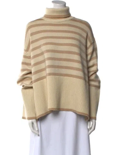 Pre-owned Totême Signature Stripe Turtleneck Wool Sweater In Neutral