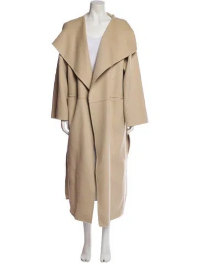 Pre-owned Totême Signature Wool Cashmere Coat Wool Faux Fur Coat In Neutral