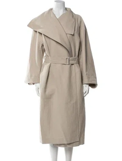 Pre-owned Totême Signature-linen Blend Coat Linen Trench Coat In Neutrals