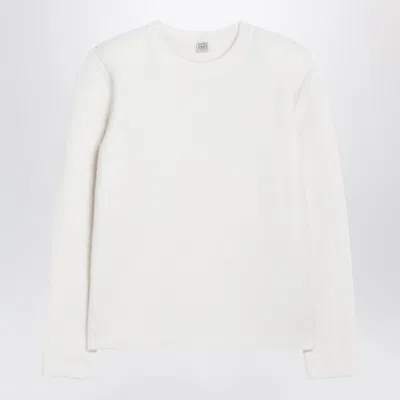 Totême Toteme Silk & Cashmere Blend Crew-neck Sweater In White