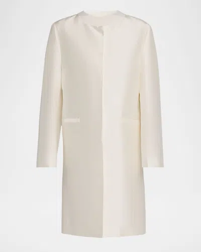 Totême Silk Collarless Coat In Neutral