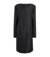 Totême Silk Collarless Midi Coat In Black