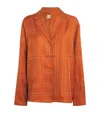Totême Womens Monogram-stitch Silk Pyjama-style Top Terracotta In Orange