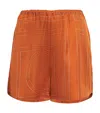 Totême Silk Embroidered Monogram Shorts In Orange
