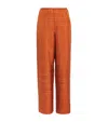Totême Toteme Women Silk Trousers With Monogram Logo Embroidery In Brown