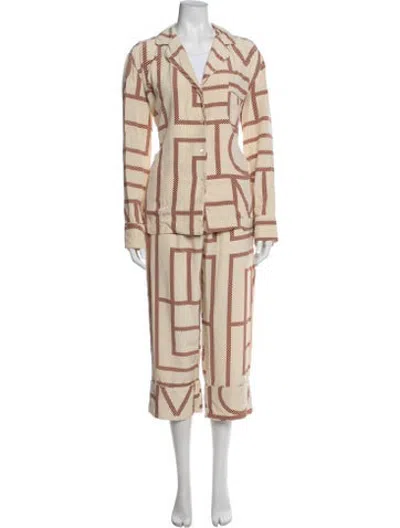 Pre-owned Totême Silk Graphic Print Pajamas In Neutrals