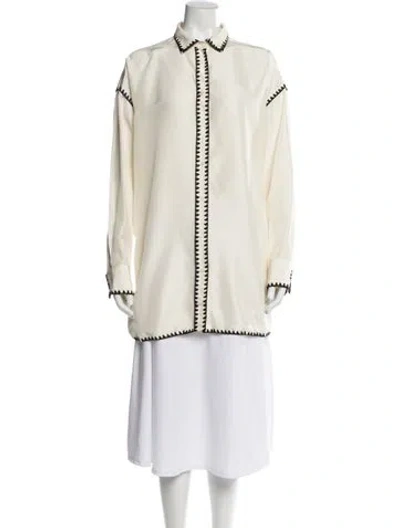 Pre-owned Totême Silk Long Sleeve Button-up Top In Neutral