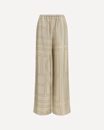Totême Silk Monogram Pants In Neutral