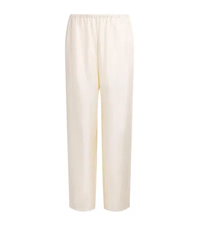 Totême Monogram Silk Lounge Pyjama Bottoms Trousers In White