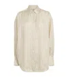 Totême Toteme Oversize Stripe Silk Button-up Shirt In Neutral