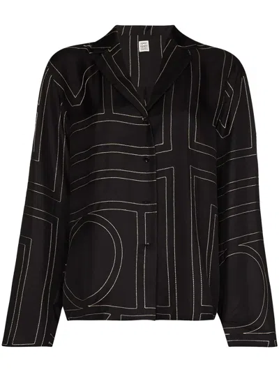 Totême Toteme Silk Pajama Shirt In Black
