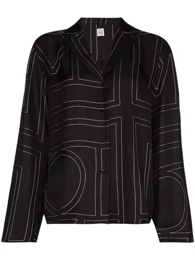 Totême Toteme Silk Pajama Shirt In Black