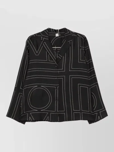 Totême Silk Pajama Shirt Monogram Pattern Lapels In Multi