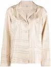 Totême Silk Shirt With Monogram Logo Embroidery In Neutral