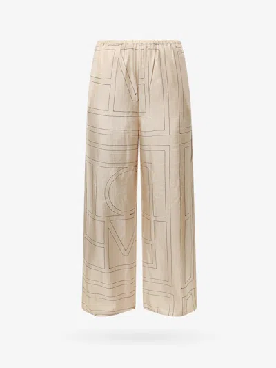 Totême Silk Pajamas Trouser With Monogram Embroidery