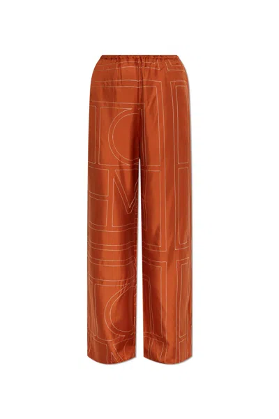 Totême Toteme Silk Pants In Brown