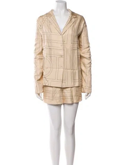 Pre-owned Totême Silk Printed Pajamas In Neutral