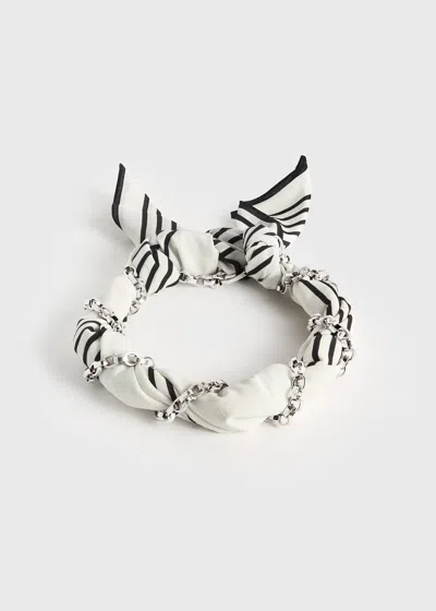 Totême Silk Scarf Collar Ecru/black/silver