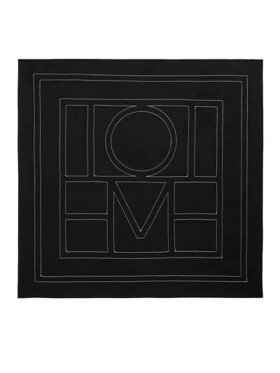 Totême Silk Scarf With Monogram Embroidery In Black