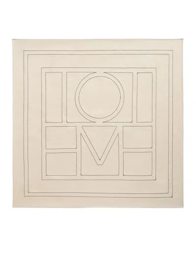 Totême Silk Scarf With Monogram Embroidery In Brown
