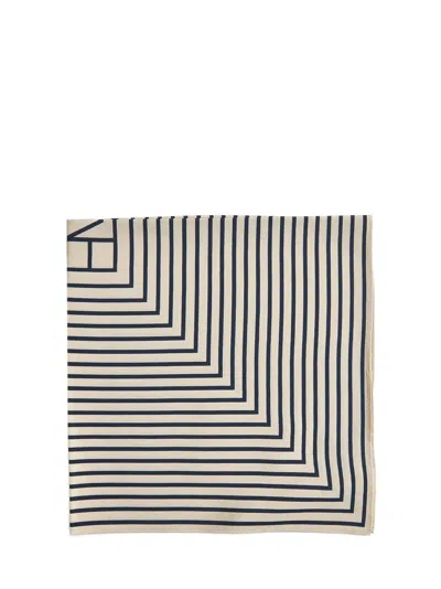 Totême Silk Scarf With Monogram Print In Neutral