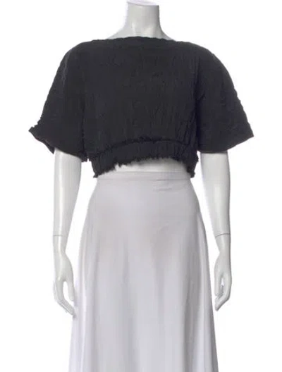 Pre-owned Totême Silk Scoop Neck Crop Top In Gray