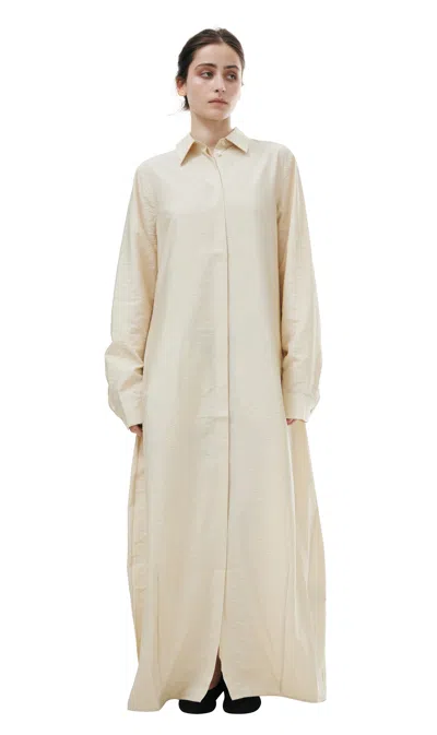 Totême Silk Shirt Dress In Neutral