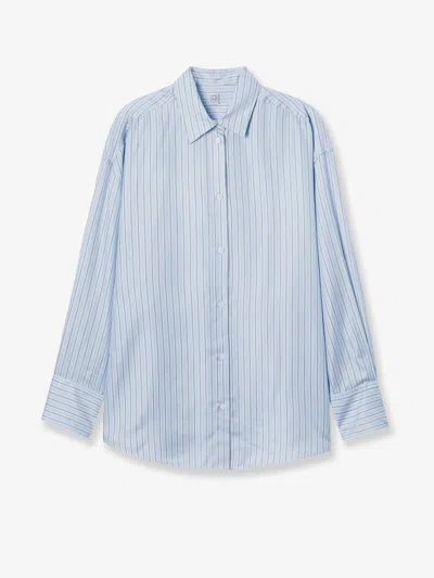 Totême Silk Shirt With Striped Pattern In Blue