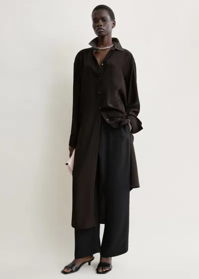 Totême Silk Shirtdress Brown In Blue